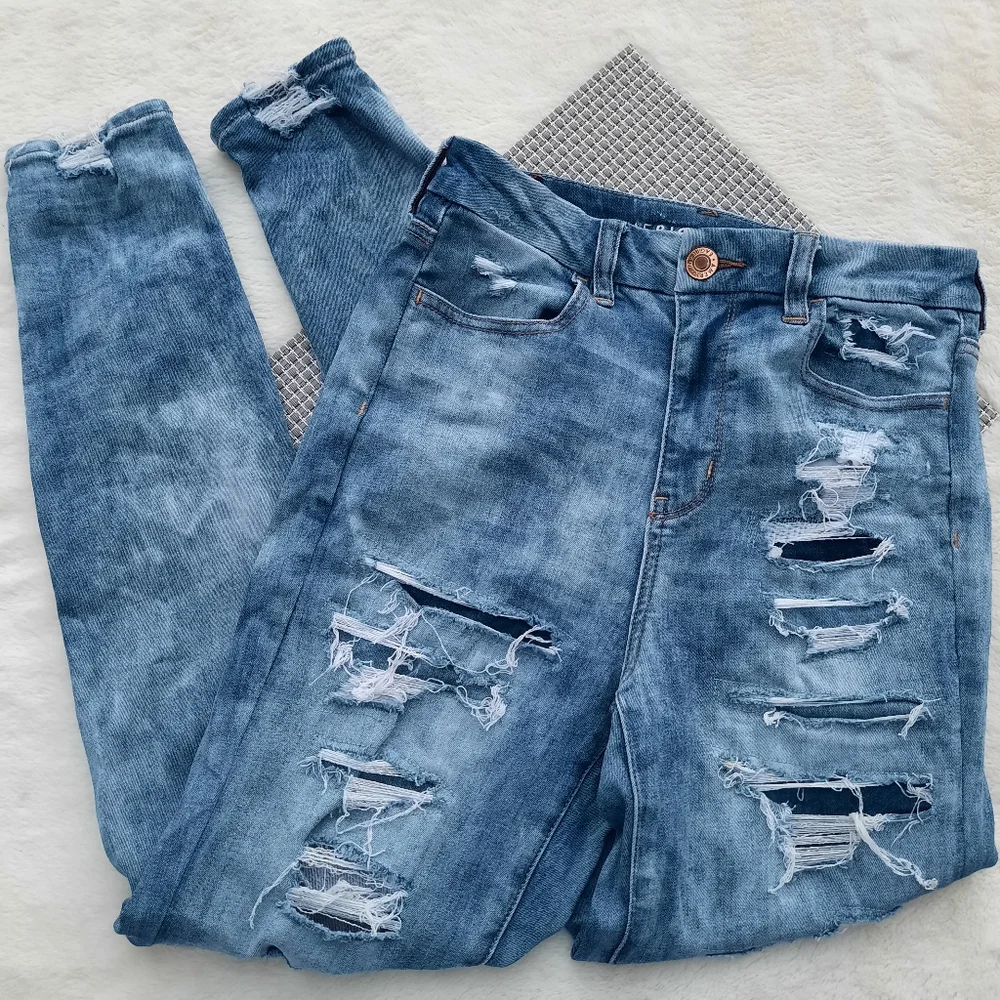AEO American Eagle Curvy Hi Rise Jegging Distressed Skinny Jeans 6 Regular - Picture 1 of 11